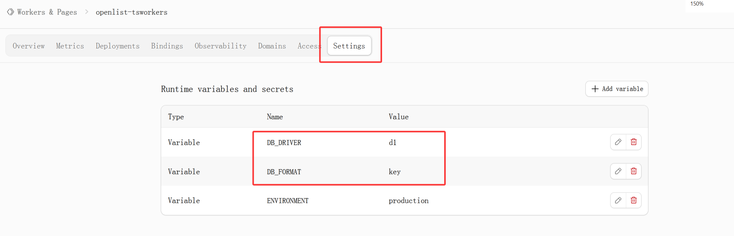 Add environment variables